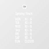 Autocollant de fenêtre pour les heures d'ouverture (Feuille)