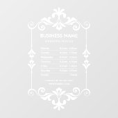 Autocollant de fenêtre pour les heures d'ouverture (Feuille)