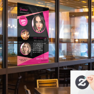 Autocollant de fenêtre pour services de salon