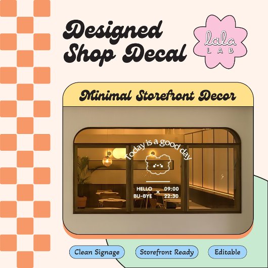 Autocollant de fenêtre tendance blanc pour café