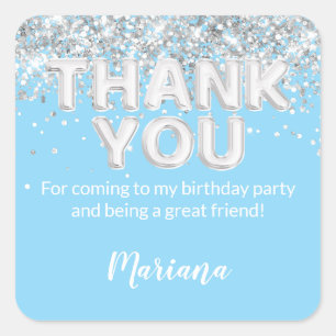 Autocollant de fête bleu clair et argent pour fave