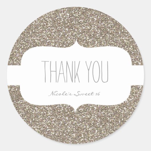 Autocollant de fête d'anniversaire blanc à paillet (Devant)