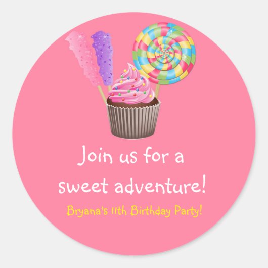 Autocollant de fête d'anniversaire Cupcake Candyla (Devant)