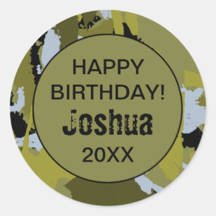 Autocollant de fête d'anniversaire de Camo