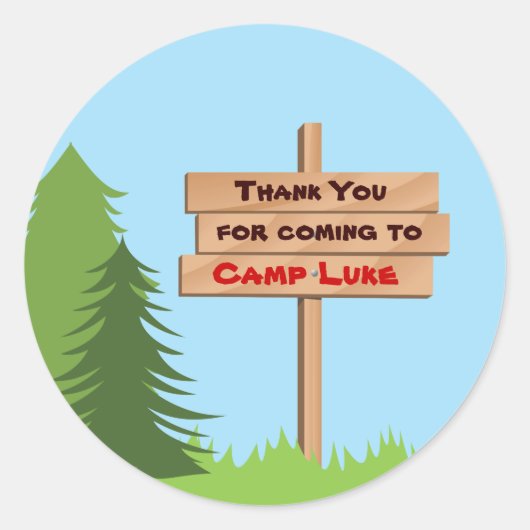 Autocollant de Fête d'Anniversaire de Camping (Devant)