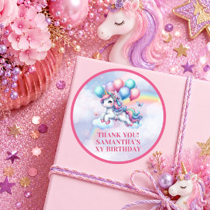 Autocollant de fête d'anniversaire de fille licorn