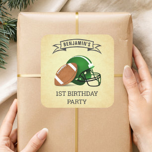 Autocollant de fête d'anniversaire de football 1èr