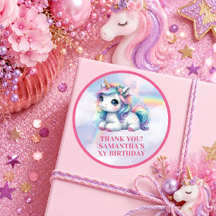 Autocollant de fête d'anniversaire de licorne ench