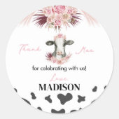 Autocollant de fête d'anniversaire de vache Étique (Devant)