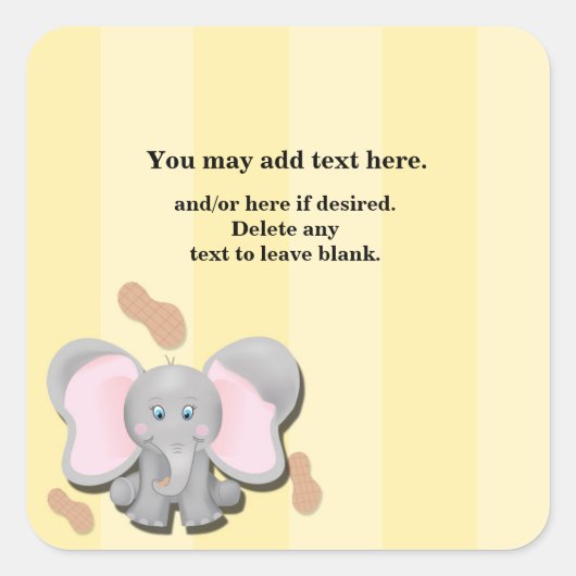 Autocollant de fête d'anniversaire éléphant bébé m (Devant)