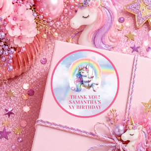 Autocollant de fête d'anniversaire fille licorne r