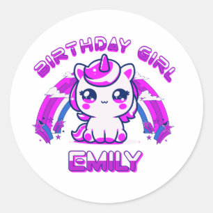 Autocollant de fête d'anniversaire Licorne - Fille
