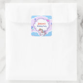 Autocollant de fête d'anniversaire mauve Unicorn/É (Sac)