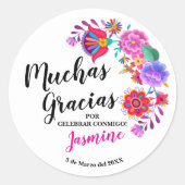 Autocollant de fête d'anniversaire Muchas Gracias (Devant)