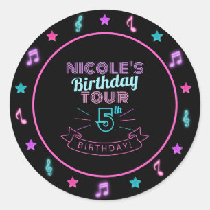 Autocollant de fête d'anniversaire néon Tour Musiq