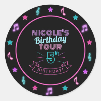 Autocollant de fête d'anniversaire néon Tour Musiq