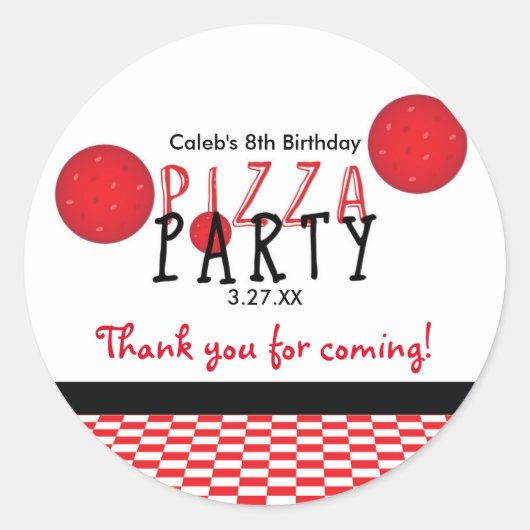 Autocollant de fête d'anniversaire pepperoni de fê (Devant)