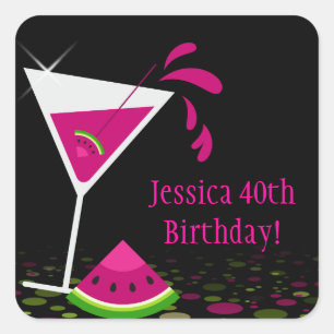 Autocollant de fête d'anniversaire Pink Watermelon