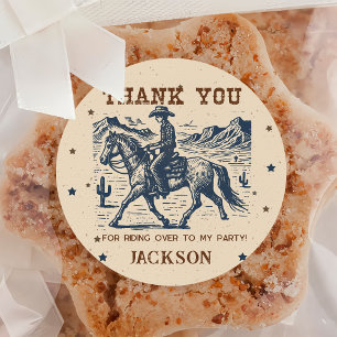 Autocollant de fête d'anniversaire Wild West Cowbo