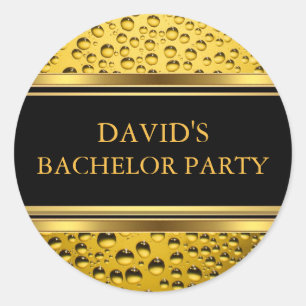 Autocollant de fête de bachelor bière Gold & Black