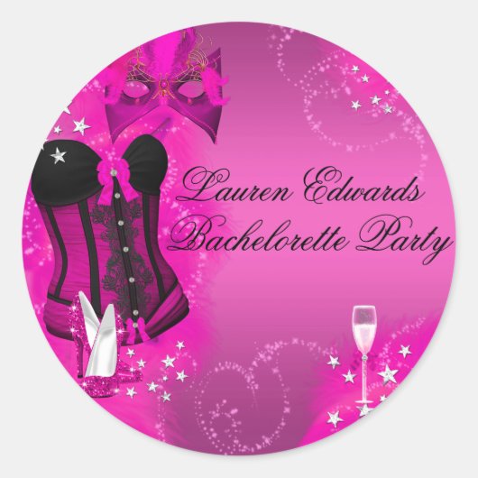 Autocollant de fête de Bachelorette Corset à plume (Devant)