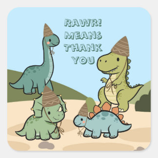 Autocollant de fête de dinosaure mignon 