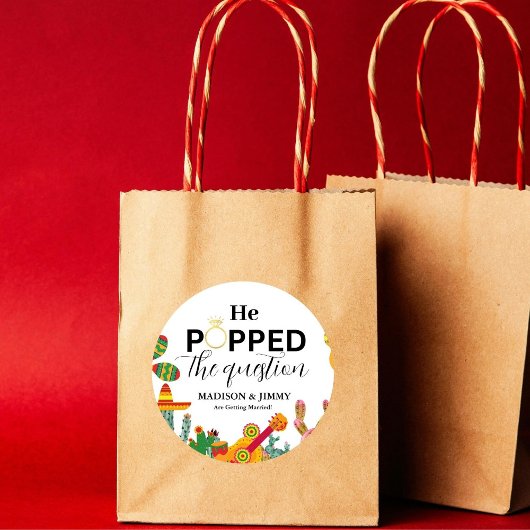 Autocollant de fête de fiançailles, il a posé la q