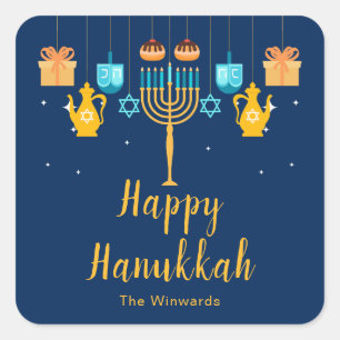Autocollant de fête de Hanouka Menorah