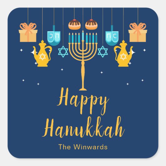 Autocollant de fête de Hanouka Menorah (Devant)