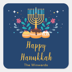 Autocollant de fête de Hanouka Menorah