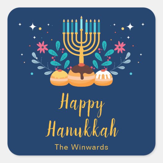 Autocollant de fête de Hanouka Menorah (Devant)