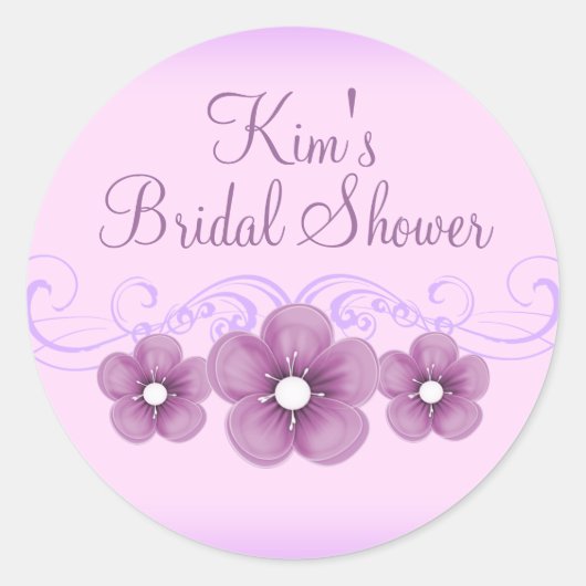 Autocollant de Fête de Mariage Fleur Violette (Devant)