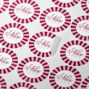 Autocollant de fête de Noël de liste Nice à rayure