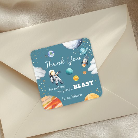 Autocollant de fête de remerciement Space Astronau
