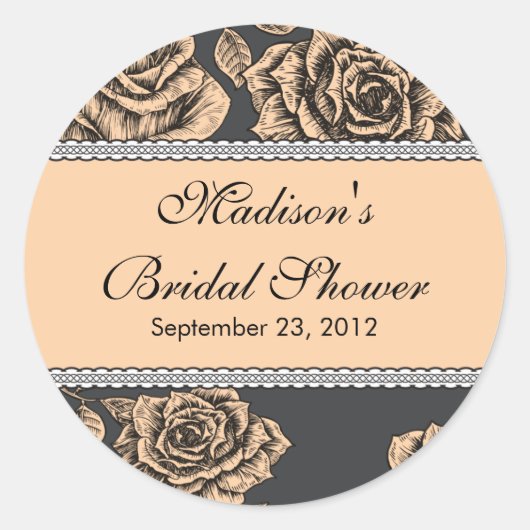 Autocollant de Fête des mariées Rose de pêche vint (Devant)