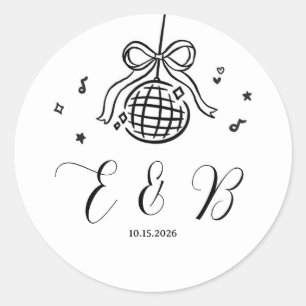 Autocollant de fête disco à nœud minimaliste dessi