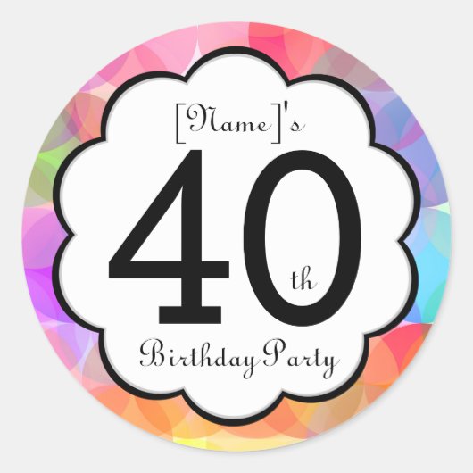 Autocollant de fête du 40e anniversaire (Devant)