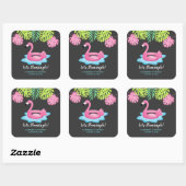 Autocollant de fête Flamingo Tropical Pool (Feuille)