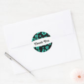 Autocollant de fête florale Black & Aqua Hibiscus (Enveloppe)