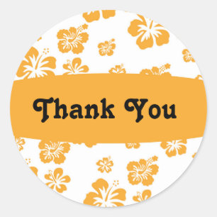 Autocollant de fête florale blanc Orange Hibiscus