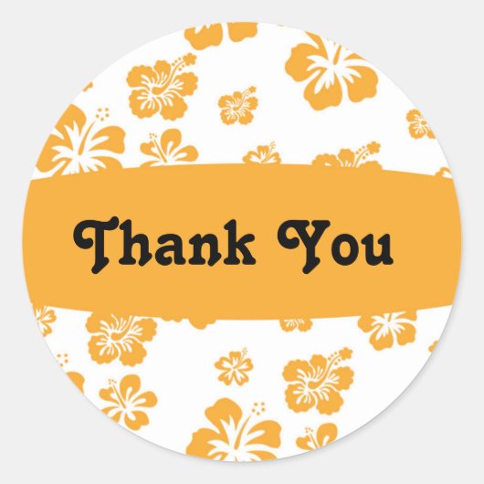 Autocollant de fête florale blanc Orange Hibiscus (Devant)