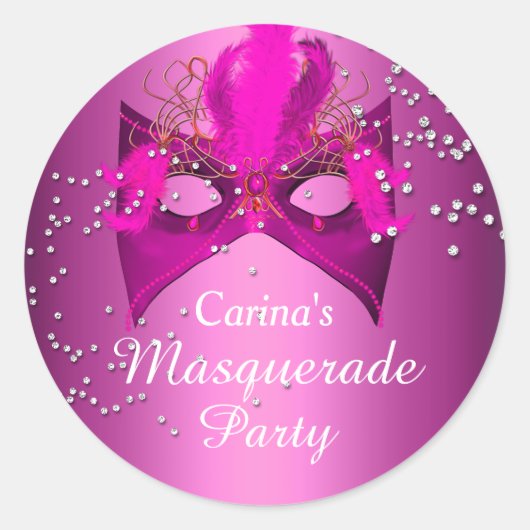 Autocollant de fête masquée Pink Sparkle (Devant)