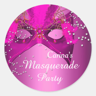 Autocollant de fête masquée Pink Sparkle