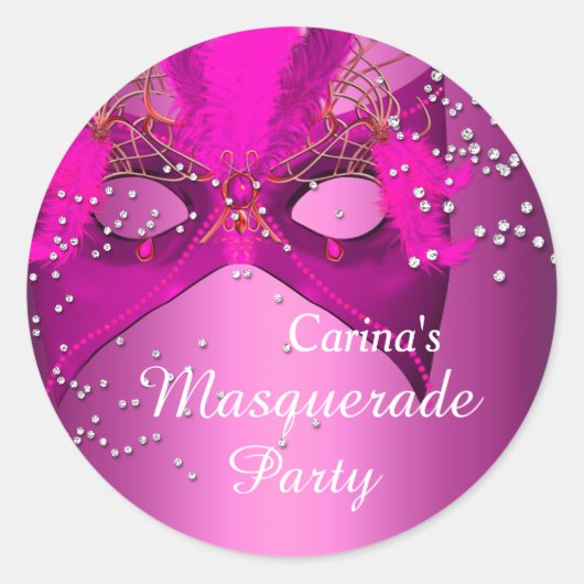 Autocollant de fête masquée Pink Sparkle (Devant)