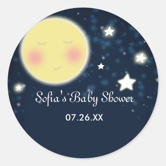 Autocollant de fête pour bébé avec lune et étoiles (Devant)