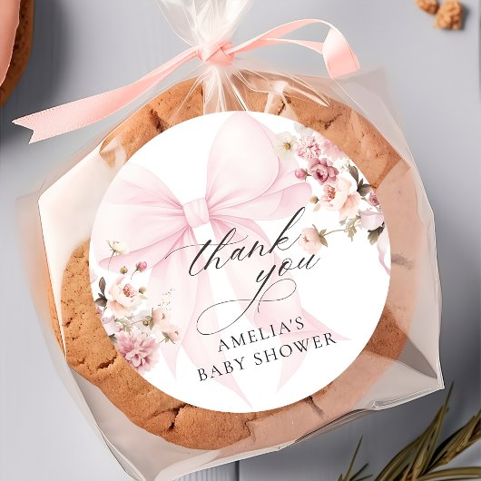 Autocollant de fête prénatale bébé en fleurs rose