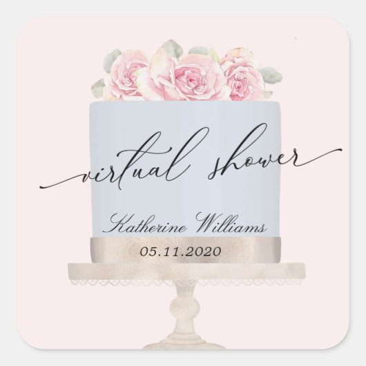 autocollant de fête prénuptiale gâteau élégant flo (Devant)