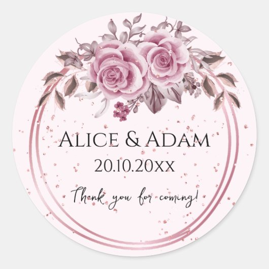 Autocollant de feuillage en or rose blush clair (Devant)