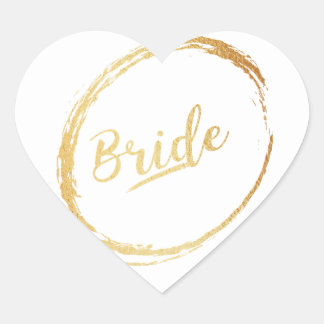 autocollant de fiancée en or coeur