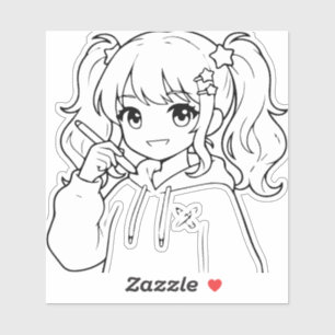 Autocollant de fille anime mignonne